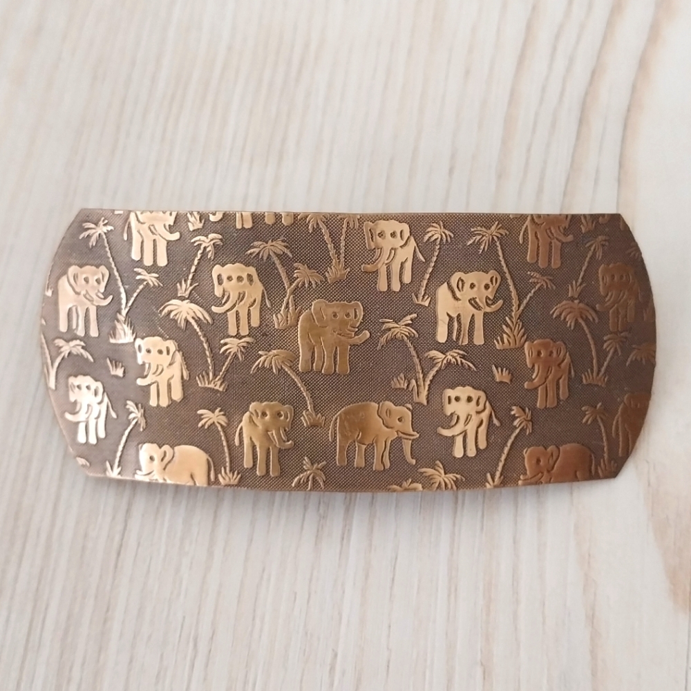 Vintage Brass Elephant Hair Clip